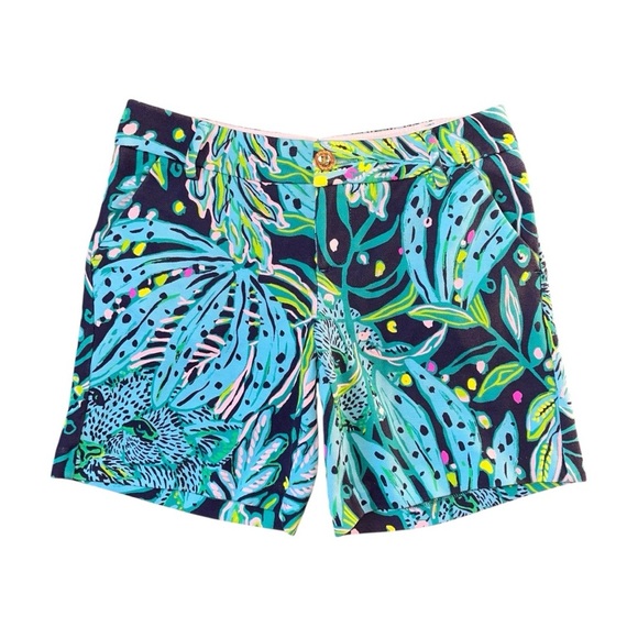 Lilly Pulitzer Shorts Women's Small Low Tide Navy Catty Puursonality Jayne Knit - Picture 1 of 10